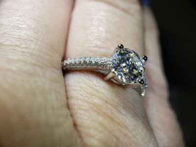 Moissanite -1 ct triple pave solitaire