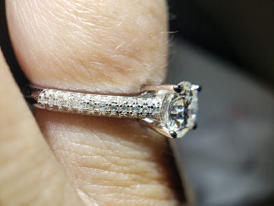 Moissanite -1 ct triple pave solitaire