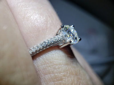 Moissanite -1 ct triple pave solitaire