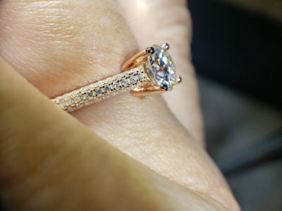 Moissanite -1 ct triple pave solitaire