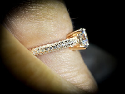 Moissanite -1 ct triple pave solitaire