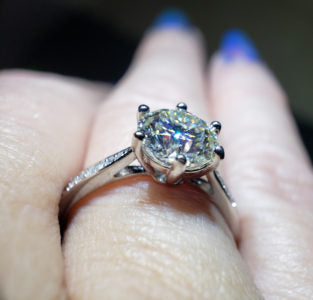 Moissanite 2 carat with pave side bands