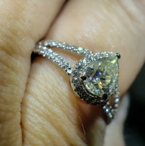 1 carat Pear Shaped Moissanite