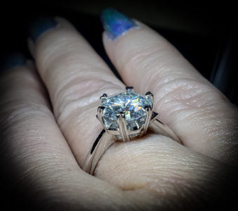 Moissanite 3 carat Hearts of Fire solitaire