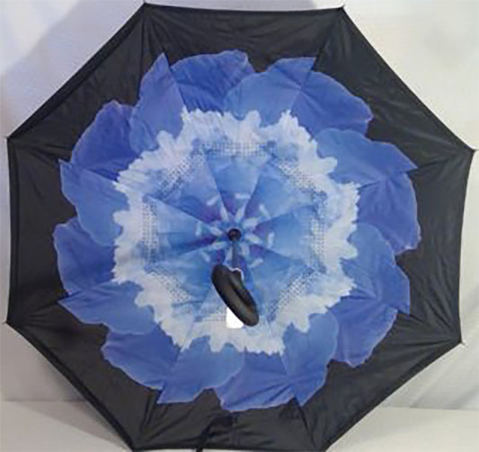 Blue purple sky flower Upside Down Umbrella