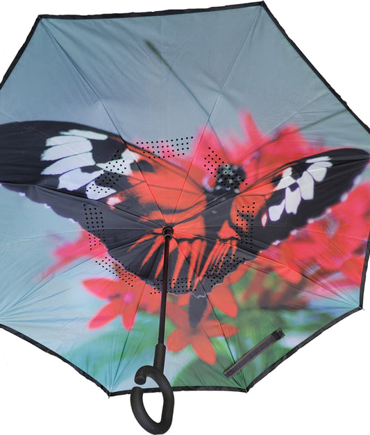 Red Butterfly Upside Down Umbrella