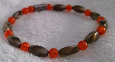 Copper and Orange crackle magnet bracelet
