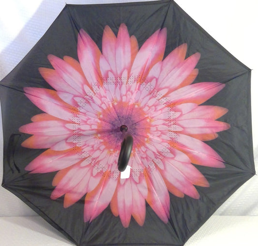 Faded Pink Flower Upside Down Umbrella