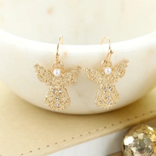 Gold Filigree Angel Earrings