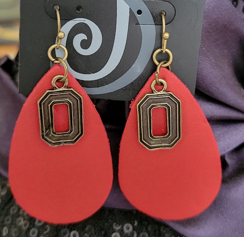 Ohio State Leather earrings