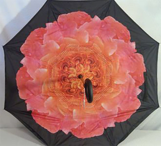 Orange Coral Rose Upside Down Umbrella