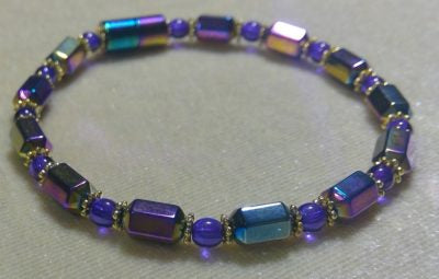 Rainbow with purple glass bracelet to necklace