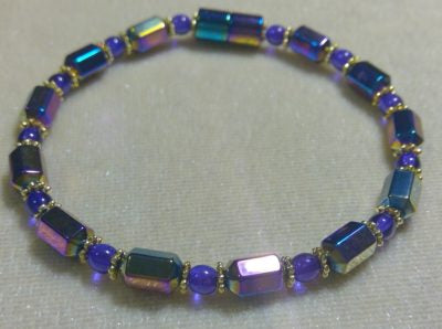 Rainbow with purple glass bracelet to necklace