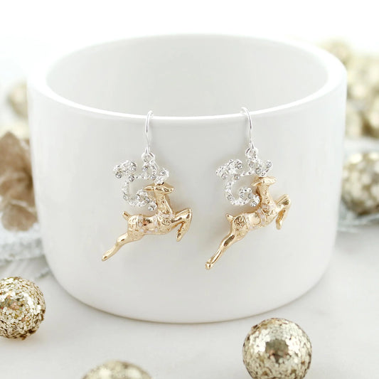 Gold & Silver Reindeer Earrings