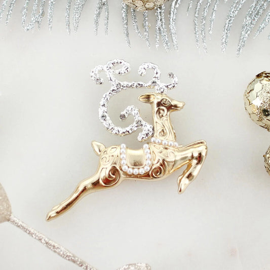 Gold & Silver Reindeer Pin/Pendant