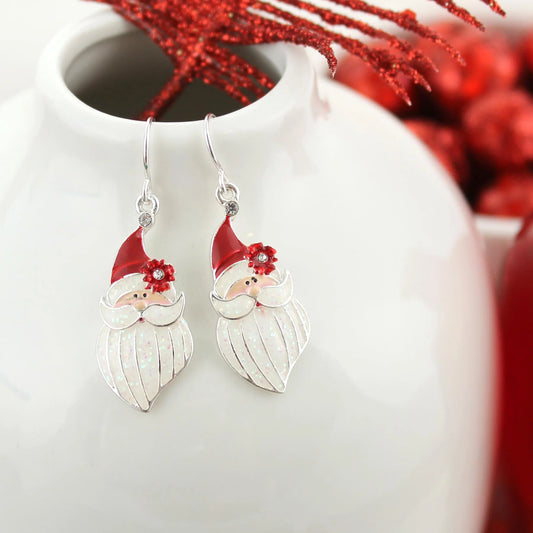 Santa with Poinsettia earrings