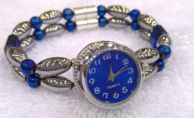 Magnets - Blue and Silver with watch snap bracelet