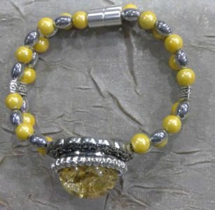 Yellow Double bracelet with Gold Flake Snap
