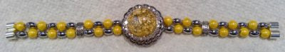Yellow Double bracelet with Gold Flake Snap